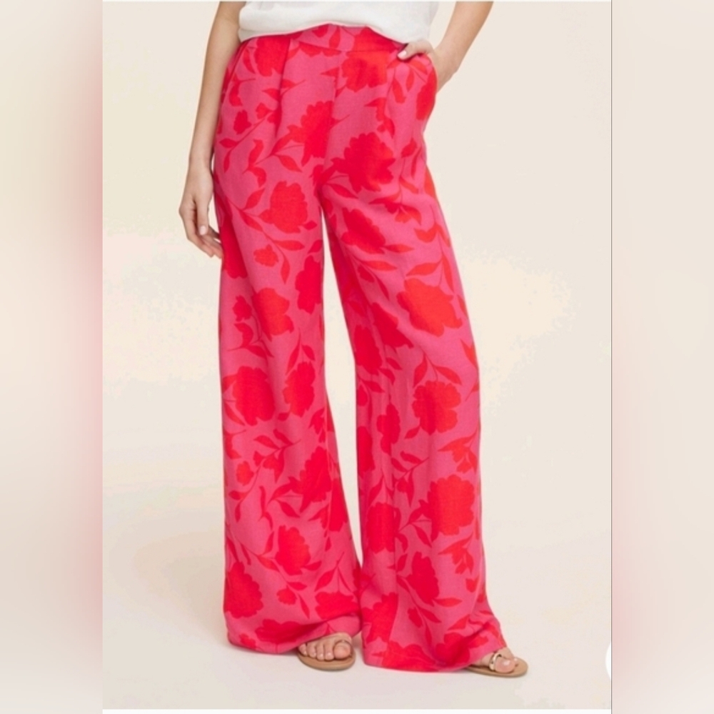 Kate Spade Red Floral Wide-Leg Pants